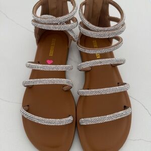 Steve Madden Kids J Twirl Silver Rhinestone Gladiator Sandals Shoes NIB